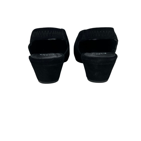 Eileen Fisher Gatwick Black Suede Slingback Pointed Low Heels Minimalist 7.5 - Picture 7 of 8